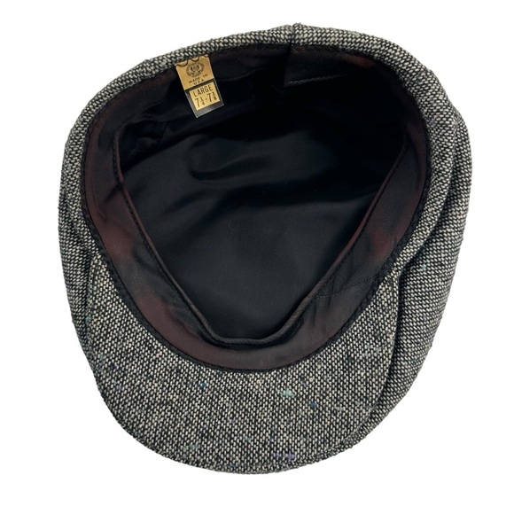 Vtg Made in USA Grey Wool Tweed Newsboy Hat Sz L 7 1/4 to 7 3/8 Peaky Blinders - Picture 10 of 11